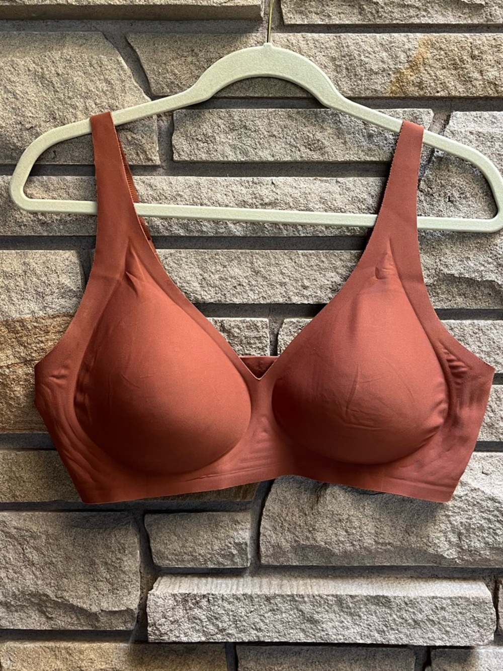 Shecurve SEAMLESS DEEP V PUSH-UP WIRELESS BRA Rust Brown Size XL